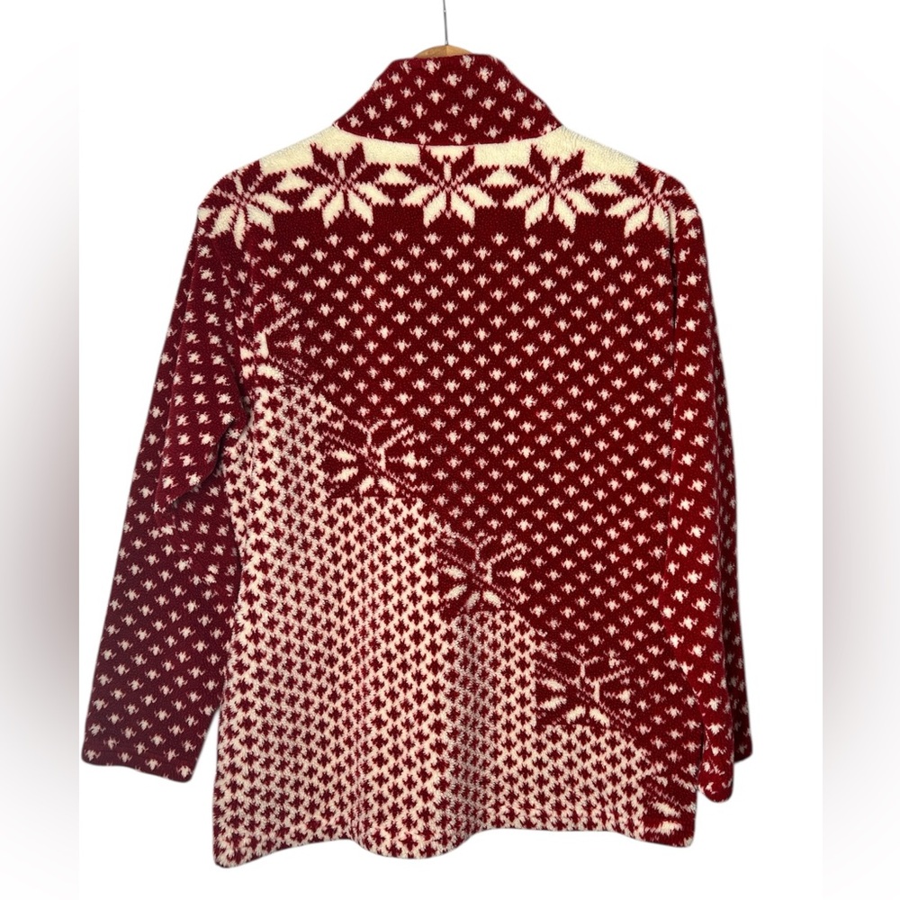 Liz Claiborne 90s Vintage Fair Isle Christmas Fleece Pullover Sweatshirt L/XL - Picture 6 of 8